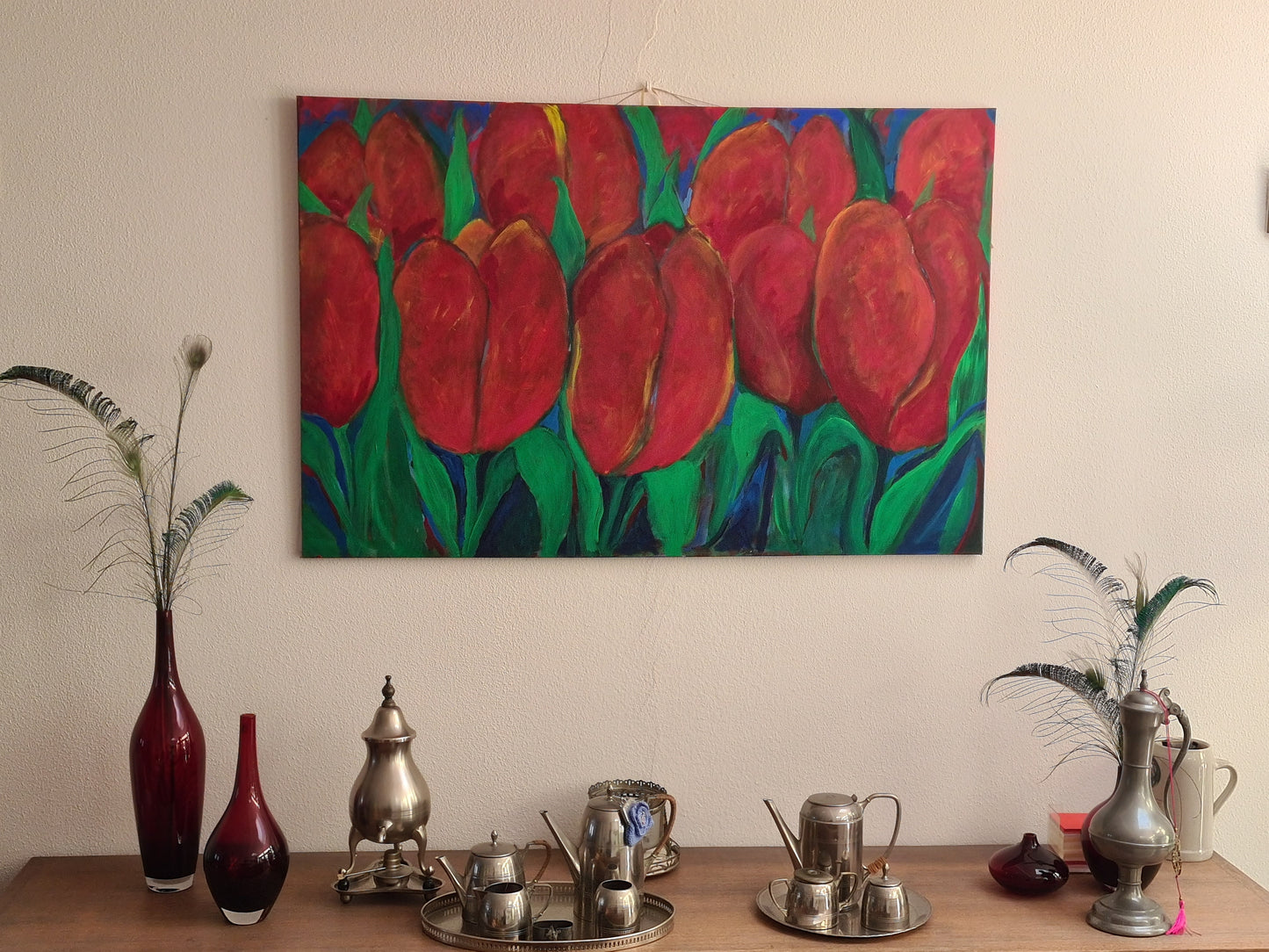 Schilderij met Tulpen